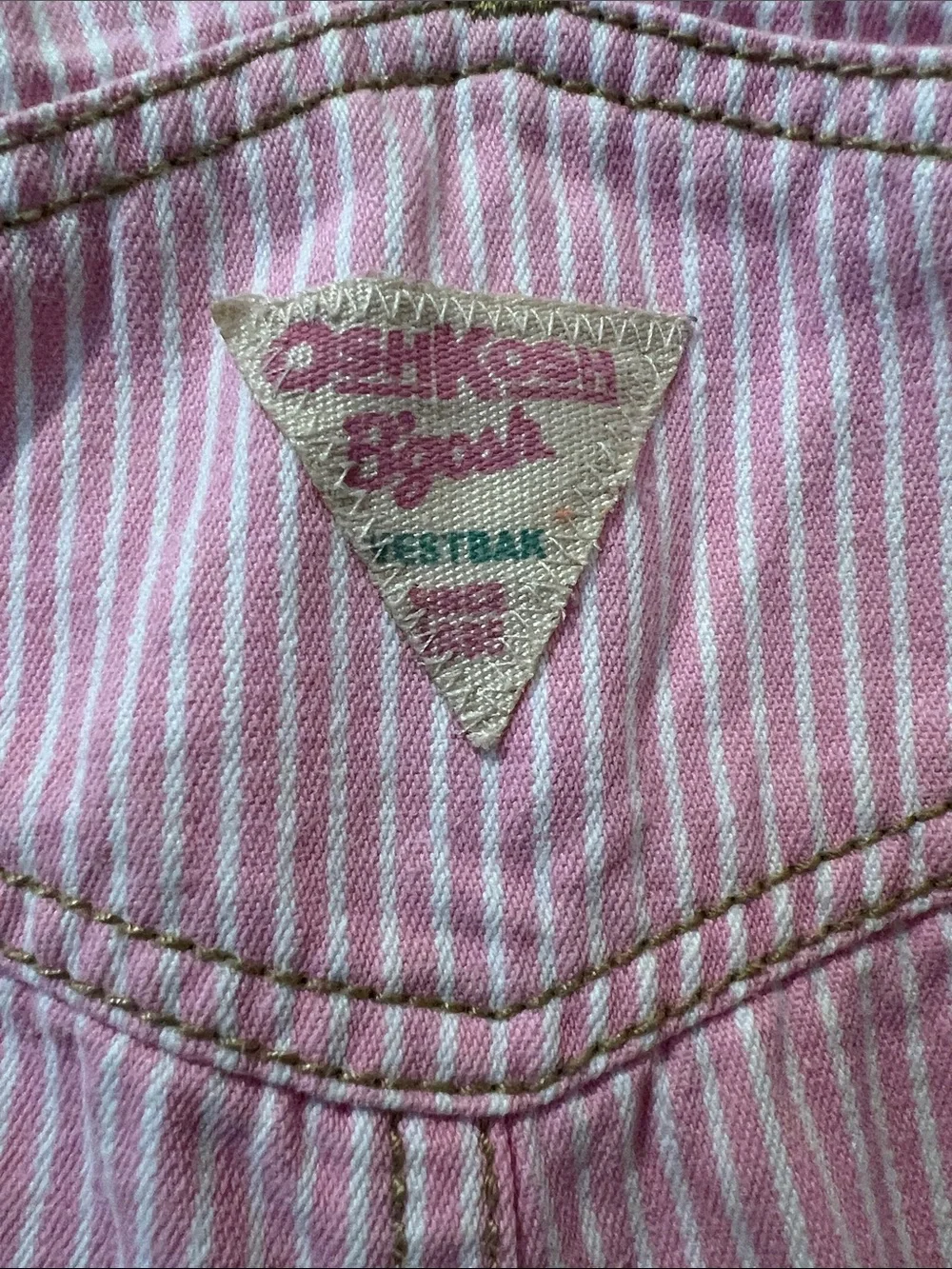 Vintage OshKosh B'gosh Pink Striped Butterfly Embroidered Overalls